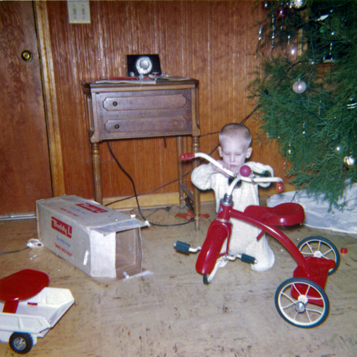 Modifying my first ride, Christmas 1961. View full size.