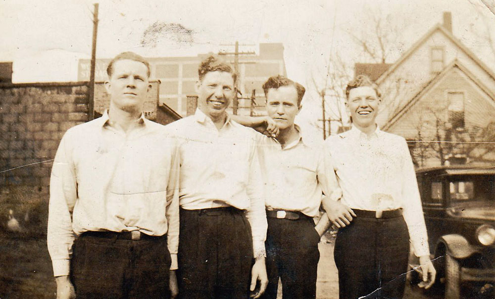 Looking for information about when this photo may have been taken.  Three of my great-great uncles are in this photo.  Possibly taken in Blytheville, Arkansas. View full size.