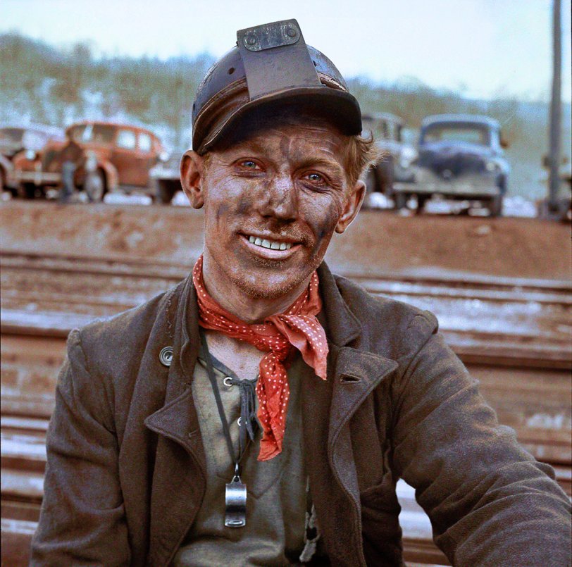 My colorized version of an intense portrait of a miner, from this Shorpy original. View full size.
