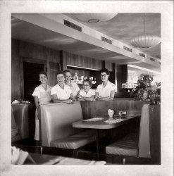 This photo was taken at the Howard Johnson's in Palm Beach, Florida in the early 1960s. This is the waitresses day crew. My mom is on the far right, the lady to her right went on to own her own successful restaurant in Lake Worth called the TuTu.