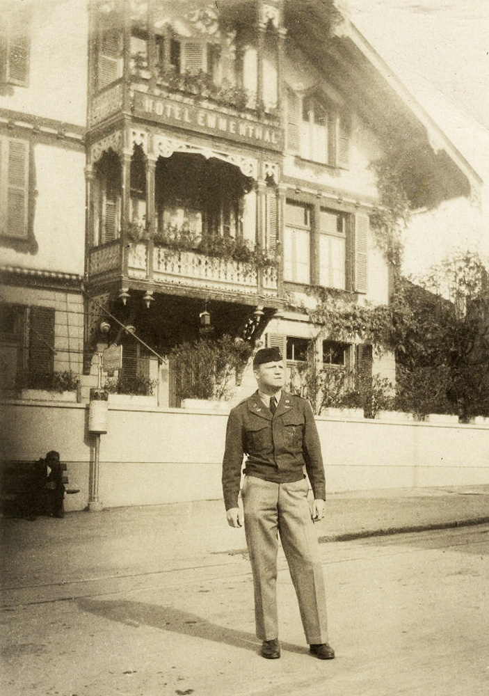 Lt. Mell Bray at the Hotel Emmenthal in Switzerland at the close of WWII.

