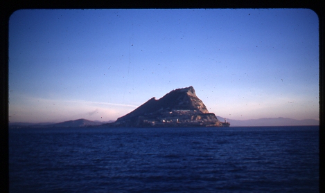 The Rock of Gibraltar, early 1950's.  Dad took this during his Navy tour of duty in the Mediterranean Sea during the Korean conflict.  During slide shows when I was a kid I was so impressed that my dad had actually seen the rock used in Prudential commercials.  