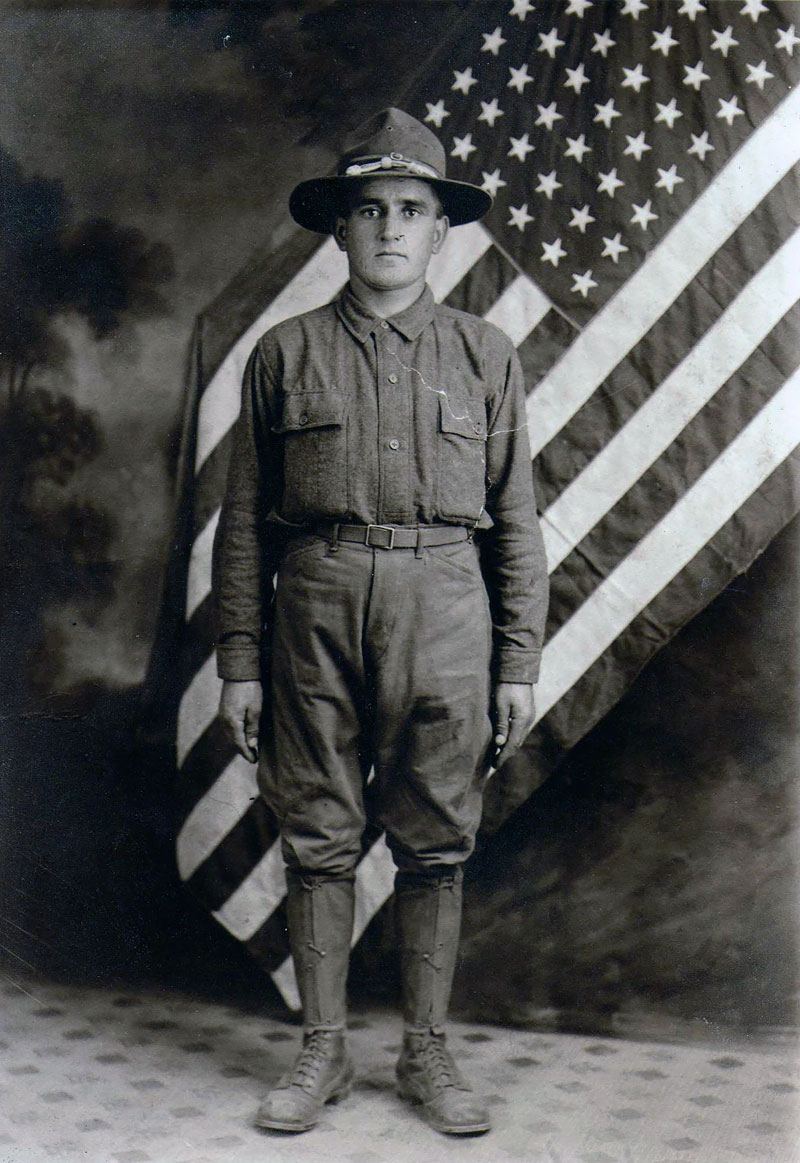 My great-uncle, John Betsch, who was born in 1894, and enlisted in the US Army in 1918. He only made it as far as Camp Custer, Michigan, where he was attached to Company K, 10th Infantry. He contracted the Spanish Influenza and died on October 10, 1918. View full size.