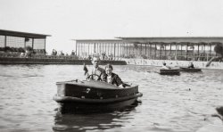 My mother and my grandfather in a paddle boat. I'm not sure which seaside resort this is. I haven't been able to pinpoint it and Mom doesn't remember. About 1932. My mother would have been 8 or so. View full size.
(ShorpyBlog, Member Gallery)