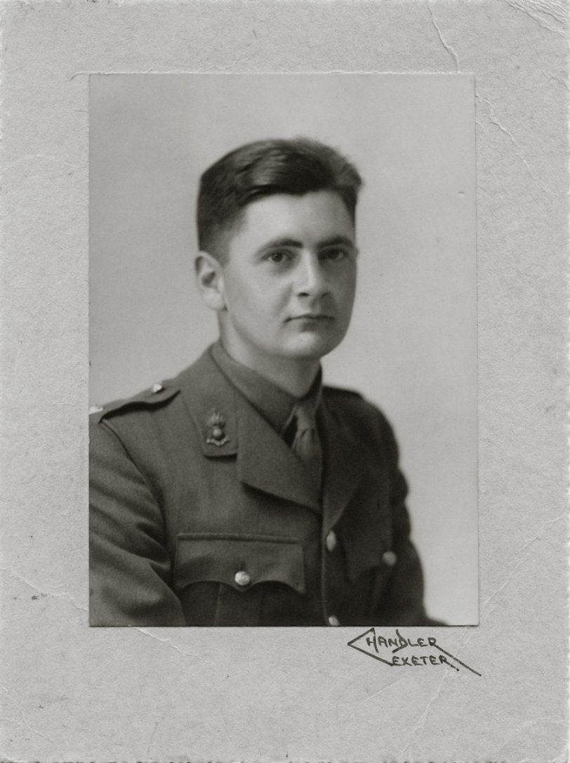 My mother's cousin, George Thomson, WWII. George was an engineer and was eventually commissioned to design the alterations to the private apartments of the Royal Family at Buckingham Palace (this may have been after the bombing of the palace). As a result, he was not allowed to be assigned to duty outside of Britain, in case he was captured and was able to provide information about either the Palace or the Royal Family. View full size.
