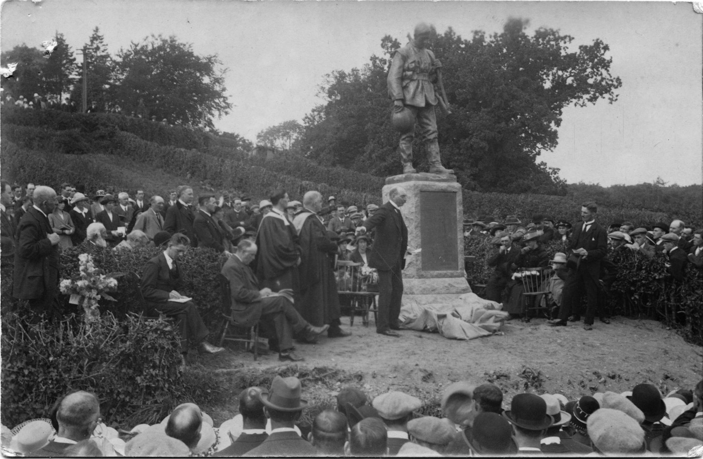 September 25th, 1921, Canonbie, Scotland.

My grandfather, Rev. J.E. McIntosh, (dark hair) stands 3rd to the left from the memorial. He was the minister of the United Free Church in Canonbie. Duke of Buccleuch has just pulled the string to unveil the sculpture. Sculptor: Thomas J. Clapperton. View full size.