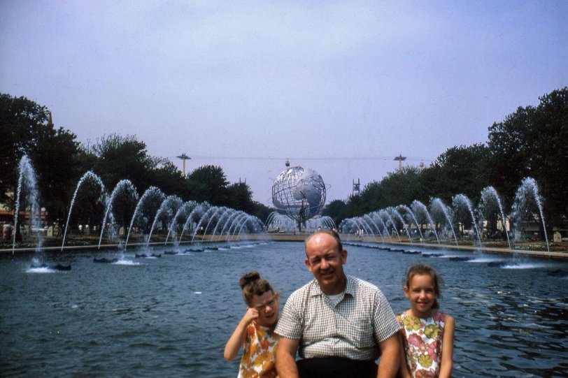 My sisters with Dad at the 1964 New York World's Fair. View full size.
