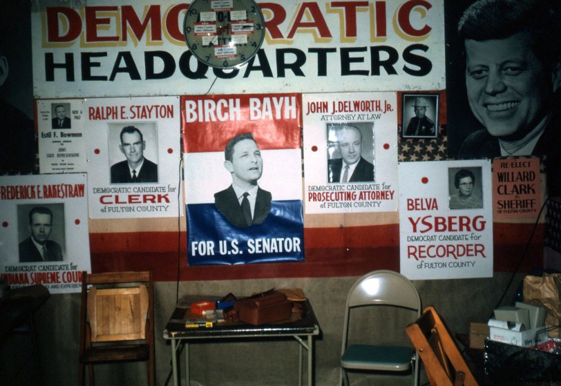 Fulton County Democratic Party headquarters in Rochester, Indiana.  From a Kodachrome. View full size.