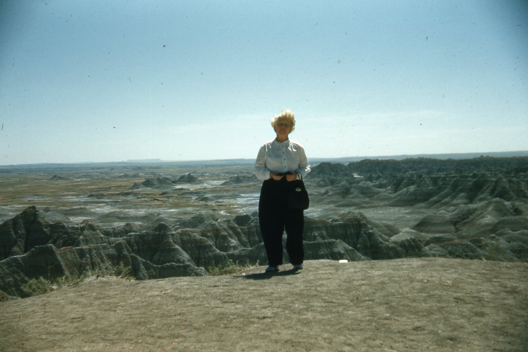 My Uncle Steve took his mom on a road trip a time or two.  This must be the Badlands sometime during the 50's.  Kodachrome.