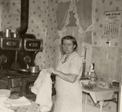 Grandmother Watkins in her Nebraska farmhouse kitchen. My Mother grew up in that house. It still stands and has been kept up beautifully.  
