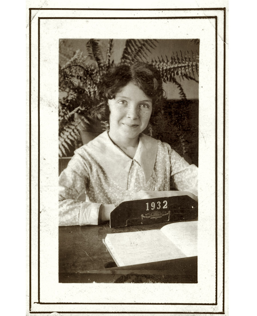Margery when she was 10 years old, 4th grade school picture in 1932, Tupelo Grammar School, Tupelo, Mississippi.  She lived a block from the school and was involved in everything.  Tupelo was a great place to grow up.