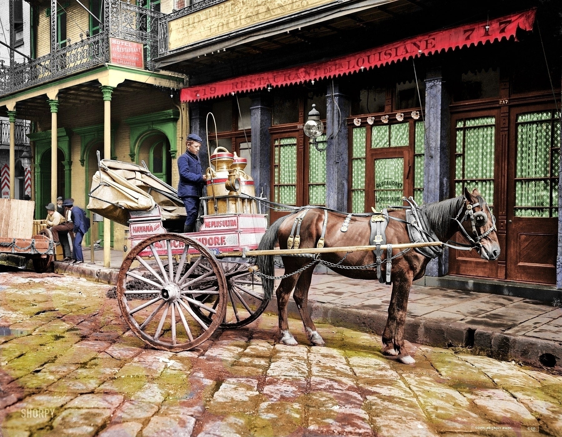 Circa 1903. "A New Orleans milk cart." With a one- horsepower motor. View full size