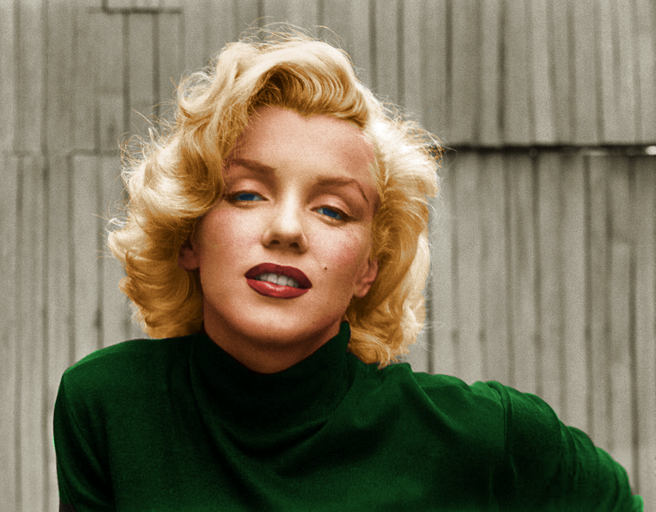 Colorized from this Shorpy original. Hollywood, 1953. "Actress Marilyn Monroe, playfully elegant at home." 35mm negative by Alfred Eisenstaedt, Life photo archive. View full size.