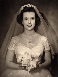 My mother's wedding portrait from March 1957. We miss you, Mom! Photo by Sarli, Miami. View full size. Everyone be sure to phone your mom this weekend.