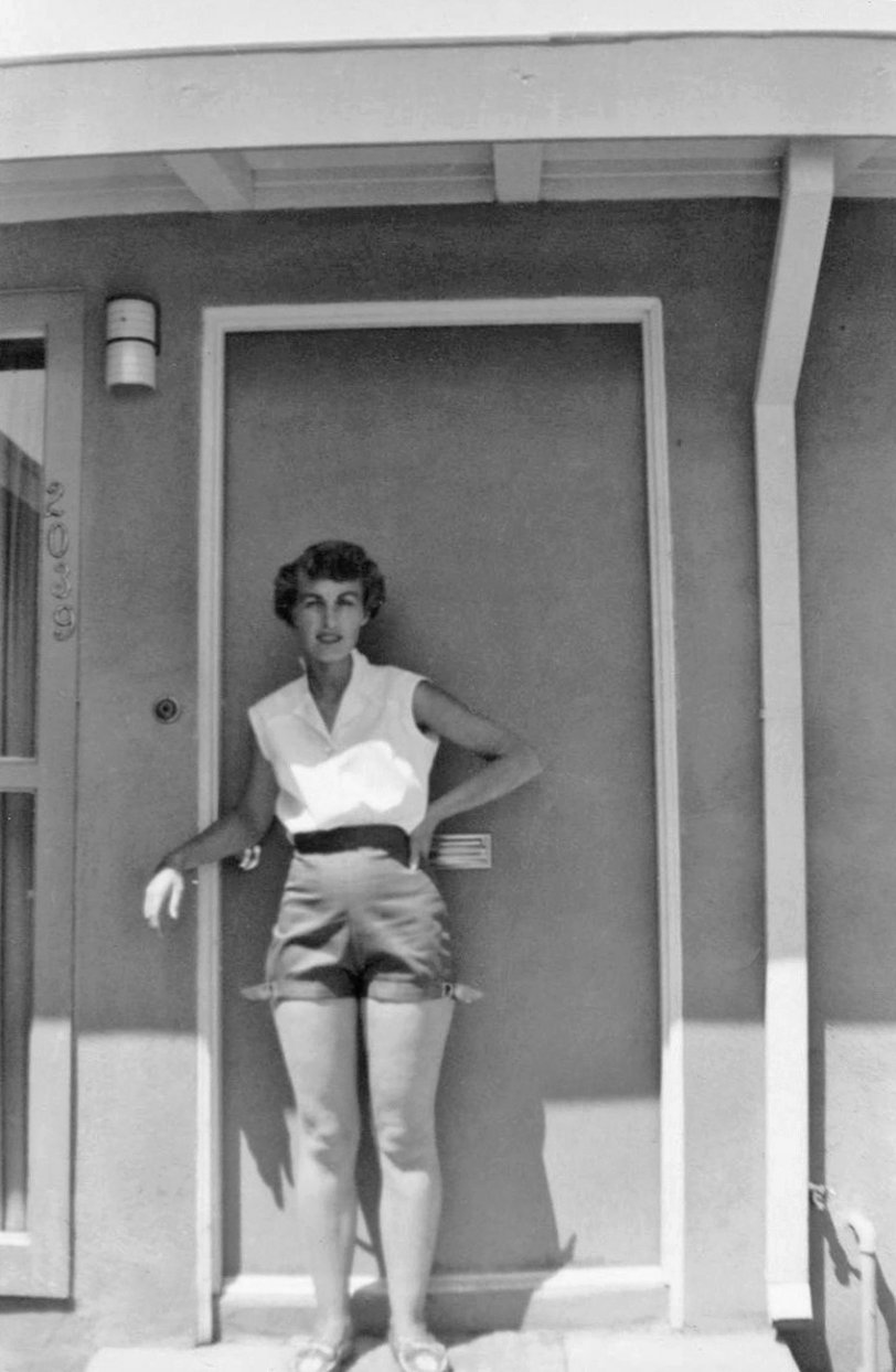 This is my mom, Ruby Clevenger, at Edwards AFB, California, around 1957. View full size.
