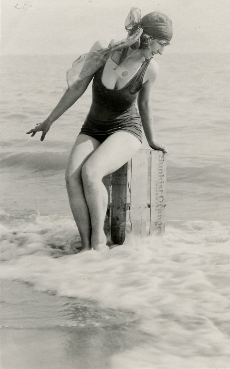 My mother, Gladys Wagner, modeling in the 1920s at the beach in San Francisco. View full size.
