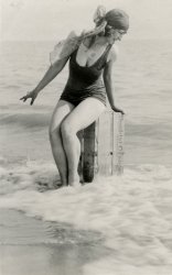 My mother, Gladys Wagner, modeling in the 1920s at the beach in San Francisco. View full size.
(ShorpyBlog, Member Gallery)