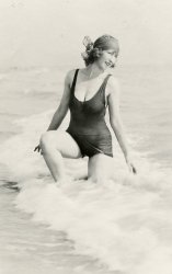 Gladys Wagner posing at the beach in San Francisco during the 1920s when she was modeling and dancing on the stage. View full size.
(ShorpyBlog, Member Gallery)