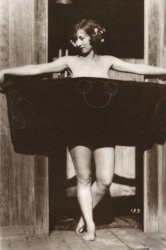 Taken in San Francisco around 1916 of my mother, who was forced to go to work to support her mother when her father died.  In those days, these pictures were very racy. View full size
(ShorpyBlog, Member Gallery)