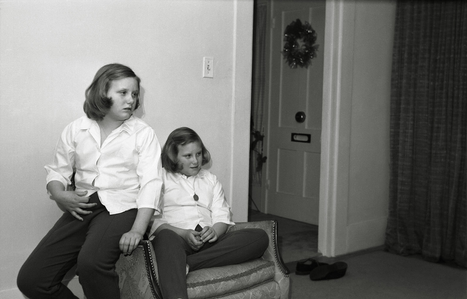 No names included, but look like twin sisters. Envelope which negatives were stored was dated 1963. From my negatives collection. View full size.