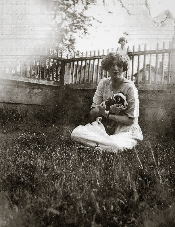 This is my great grandmother either in Tacoma, Washington, or Portland, Oregon. The year is cut off but the date reads May 31, 192?. View full size.