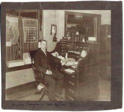 My great-great uncle Henry Kruger in his office, Columbus, Ohio December, 1908. He accompanied his sister, Augusta, and her three children from Hamburg, Germany, to Westfield, NY, to join her husband, William Granewitsch. Henry and William were both tailors. Henry moved to Columbus, Ohio, to work for the largest tailor in the country, "Goodman". He held various positions in the men's apparel trade. View full size.
(ShorpyBlog, Member Gallery)