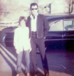 Patty Regan Kingsbaker, my commercial agent when I'm in Denver and one of my favorite people in the world. Photo taken at a gas station in Needles California when she was 12 years old. Oh, and that guy standing beside her? Yeah, that's Elvis. View full size.
1964 CaddieThe rear fender and taillight treatment makes the Caddie look like a 1964 model. 
(ShorpyBlog, Member Gallery)