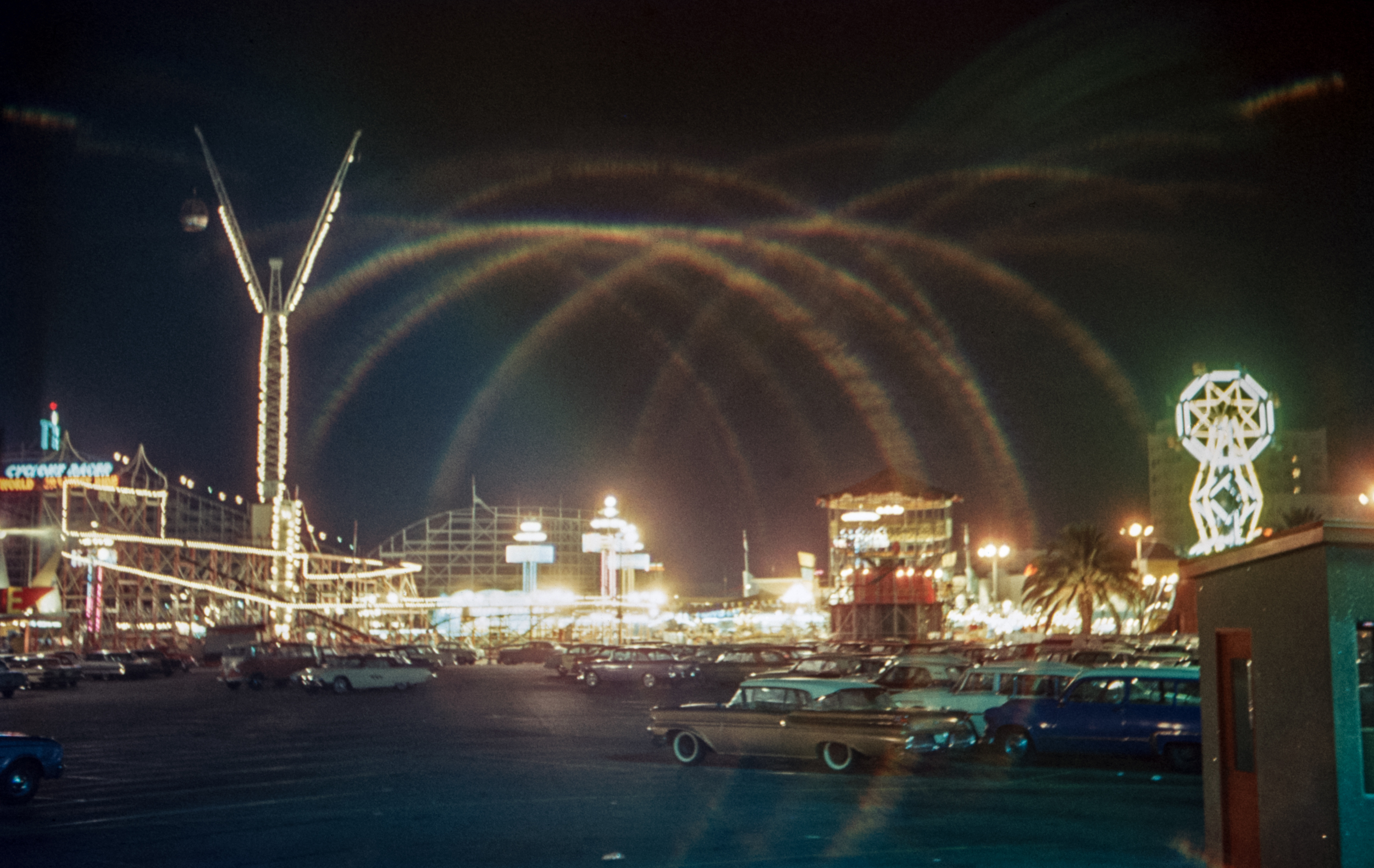 The Pike at Long Beach, California, August 1963. An old-style amusement park with wooden roller coaster "The Cyclone," closed in 1979. View full size.