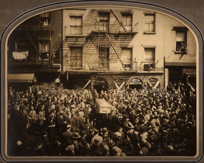 This picture shows the funeral of my great-grandfather, Robert Vanella, in May of 1929. He was the proprietor of the Vanella Funeral Chapel on Madison Street in Manhattan and reportedly nicknamed the "Mayor of Madison Street."  View full size.
