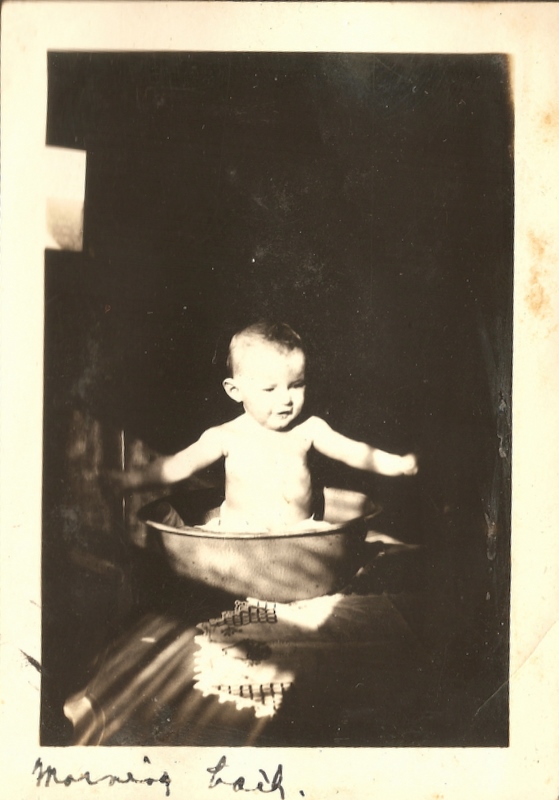 My Mother, as it says, in her morning bath.  I'd say it was late 1924 or early 1925.  Scanned from print.
