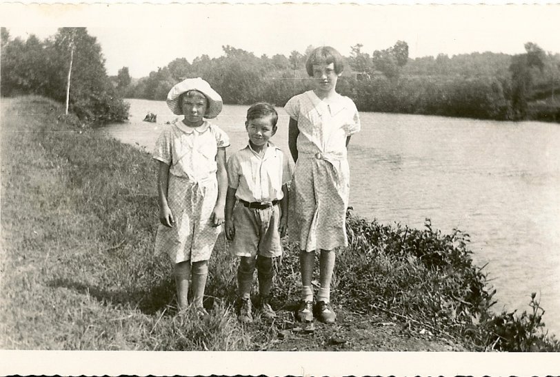 These are my great-aunts and great-uncle (L-R June, Gilbert, and Lorna). I don't know exactly where or when this was taken, but it was likely in the mid to late 1930's in Ontario (I don't know where they were living at the time). View full size.
