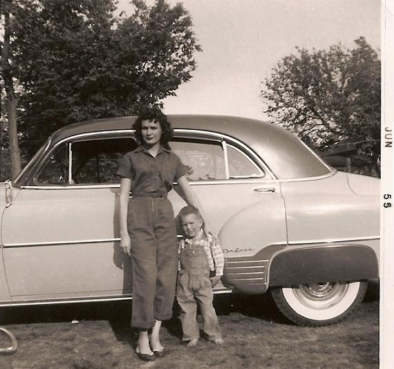 My great aunt and her son.  I love the coveralls.