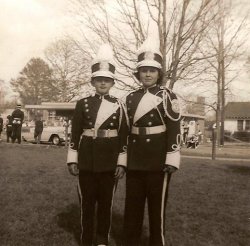 Some of our neighbors (still neighbors after 60 years!) in their band uniforms.  I love this pictures because I was in marching band in school too.