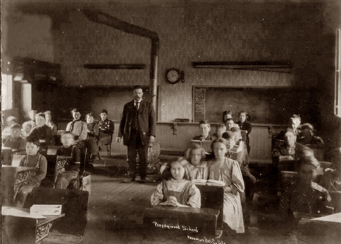 Pepperwood School in Pepperwood, Humboldt County, California. Pre turn of century? Photo by Freeman Art Co.