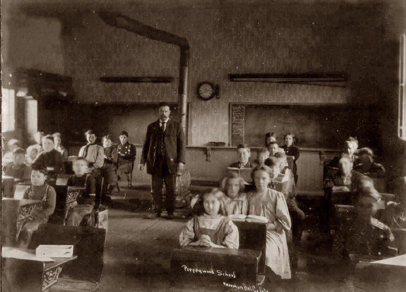 Pepperwood School in Pepperwood, Humboldt County, California. Pre turn of century? Photo by Freeman Art Co.
