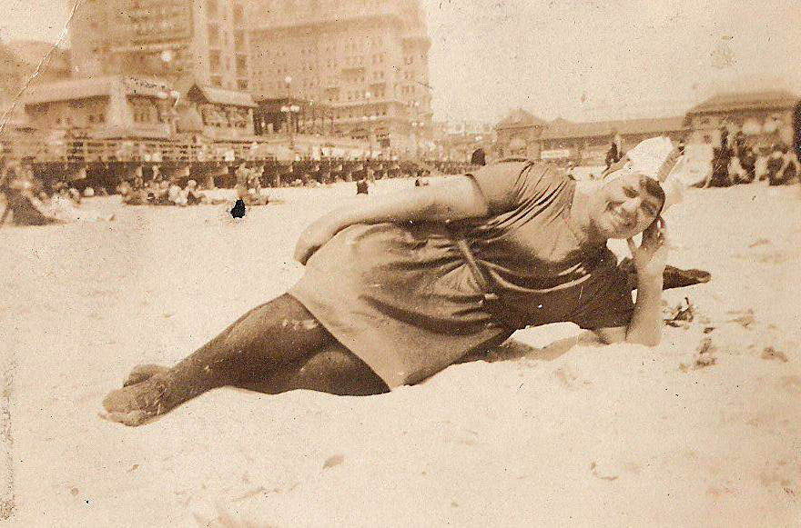 Another image from the old family album I purchased years ago in Portsmouth, Ohio (for only $2.00 - What a deal AND a steal!), this "bathing beauty" is one of a few images in the album illustrating of a group of friends in Atlantic City!