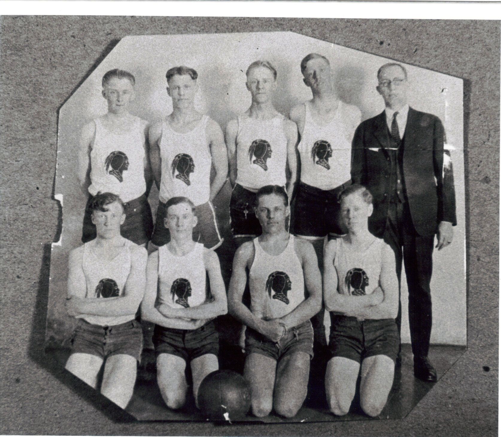 The Superior, Wisconsin, YMCA Men's basketball team from either 1923 or 1924. My grandfather - Floyd E. Anderson - is in the back row, far left.