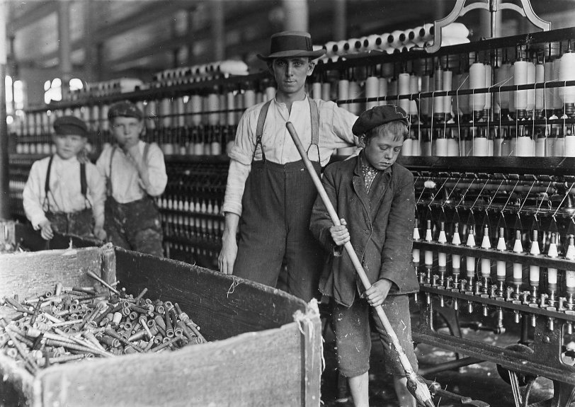 Sweeper and doffer boys in Lancaster Cotton Mills, Dec. 1, 1908. Lancaster, S.C. View full size.
