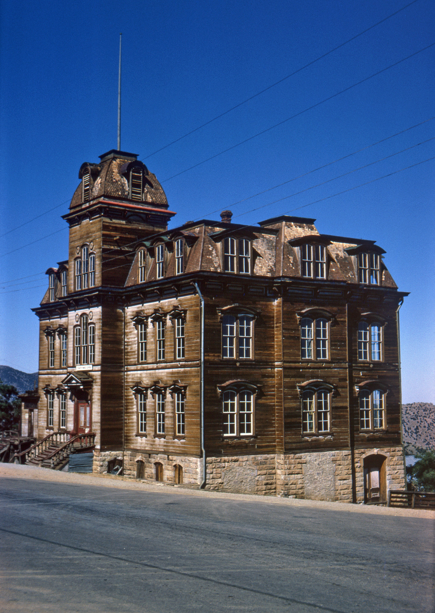 When I took this Kodachrome slide of Virginia City's Fourth Ward School building in August 1965 I had never heard of Arthur Rothstein, much less realized I was following in his footsteps a quarter century after he took this photograph. Other things I didn't know then was that a neighbor in Larkspur had once lived, worked and met Ulysses S. Grant here, or that exactly one year later I'd be back with my family and our new Rambler. View full size.