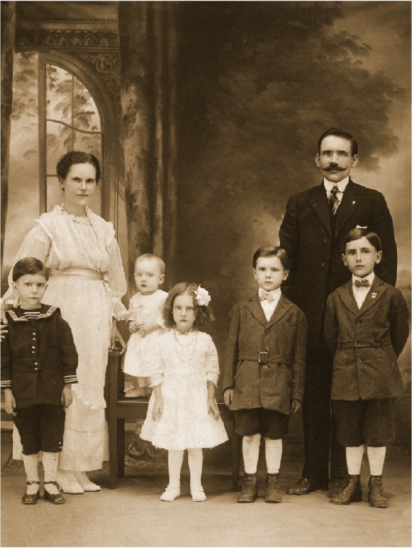 My Grandparents, John and Helen Wolak, shown here in this circa 1921 photo taken in Buffalo, New York, with their five children (L to R), Bill, Stanley, Jenny, Marcel, and Adam(my Father). John and Helen arrived at Ellis Island in 1911 from Poland, lived briefly near Scranton, Pennsylvania, and in western New York, before settling permanently in New Britain, Connecticut in the 1920s. View full size.
