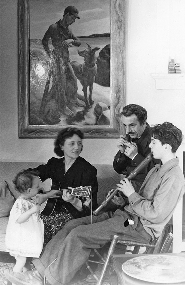 Thomas Hart Benton family with instruments playing folk music. Taken in the late 1930's/early 1940's by my father in Independence Missouri. View full size.