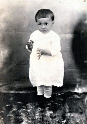 My father about one year old in the coal mining town of Lake Trade, Pa.  It was south of Eau Claire and right next to Hilliards, Pa. It no longer exists is now a State Gamelands.  His family later moved to Butler, Pa. in 1928 when they closed down the mine. 
(ShorpyBlog, Member Gallery)