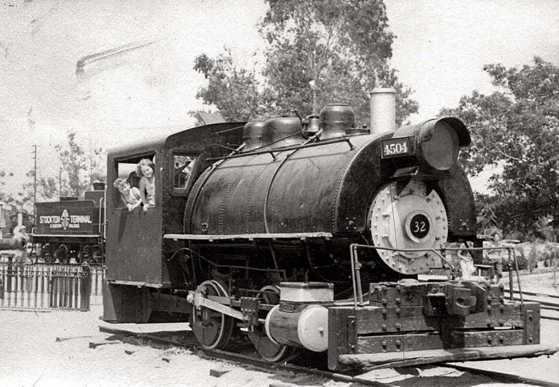 1954 and my sister and I are learning to keep an 0-4-0 tank engine under control at Traveltown at Griffith Park in L.A.  
Photographer: Don Hall Sr.
Don Hall
