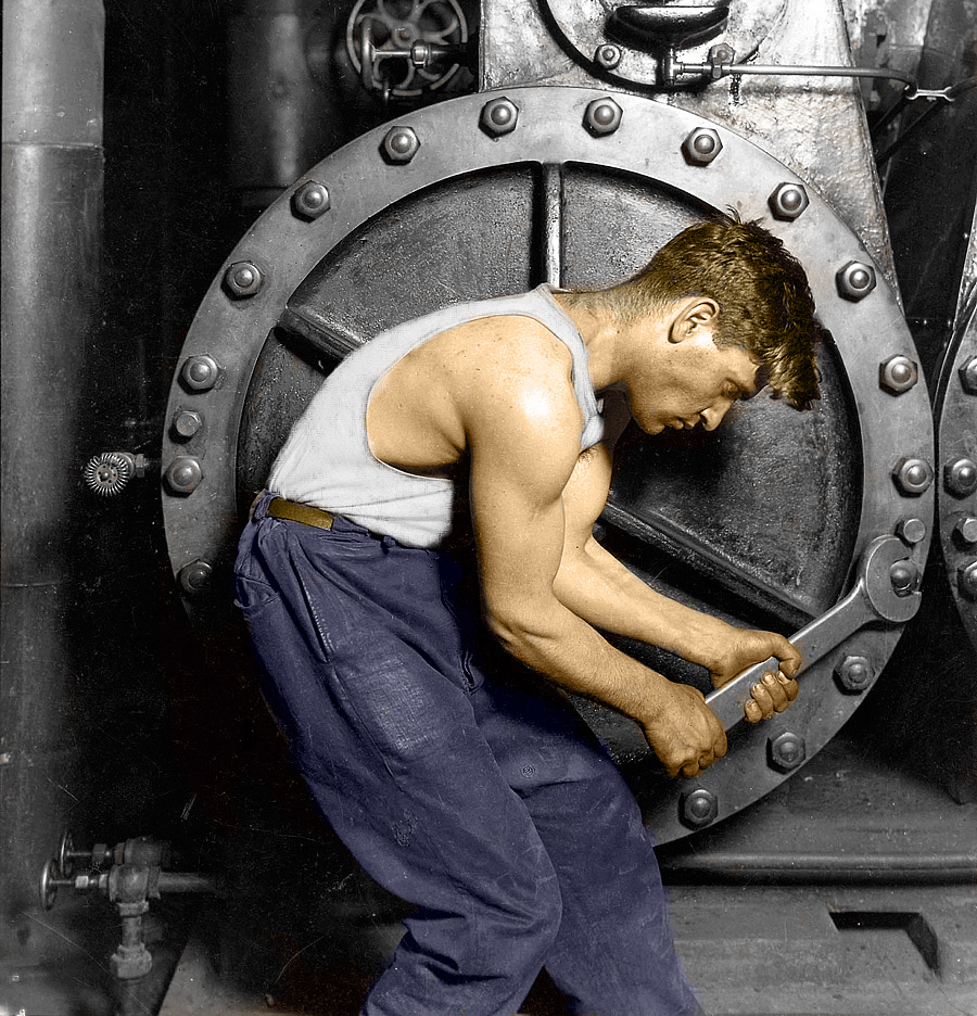 Colorized version of Powerhouse: 1920. View full size.