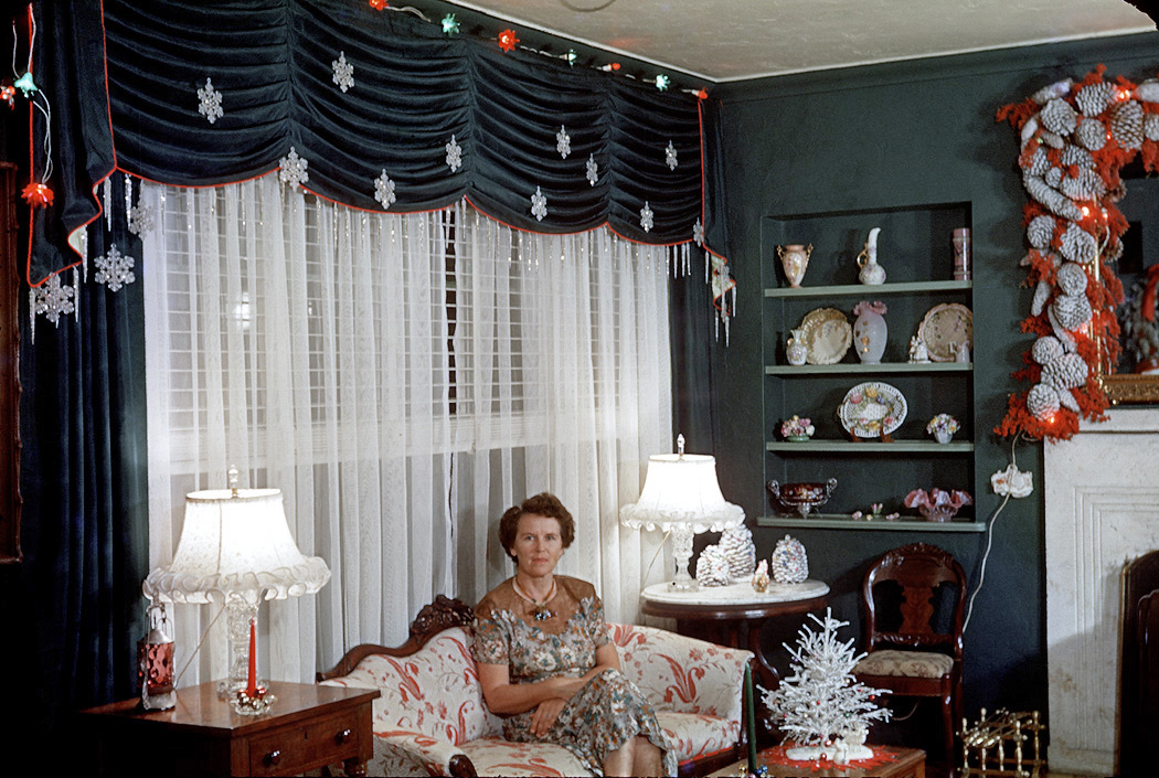 Christmas 1954. My grandmother Sarah Parish Hall at home in Miami Shores, Florida. She really knew how to do Christmas. (Here's the tree.) View full size.